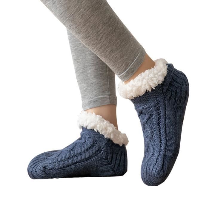 Chaussons/chaussettes De Maison Doublés Chauds Pour L'hiver - Antidérapants, Confortables, Pour Femmes