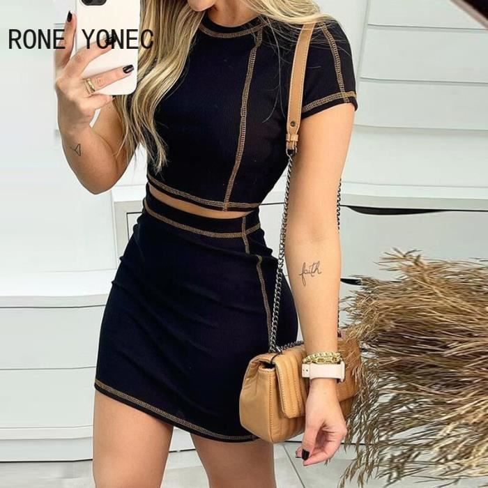 Jupe Jupe moulante Chic manches courtes et col rond pour femmes