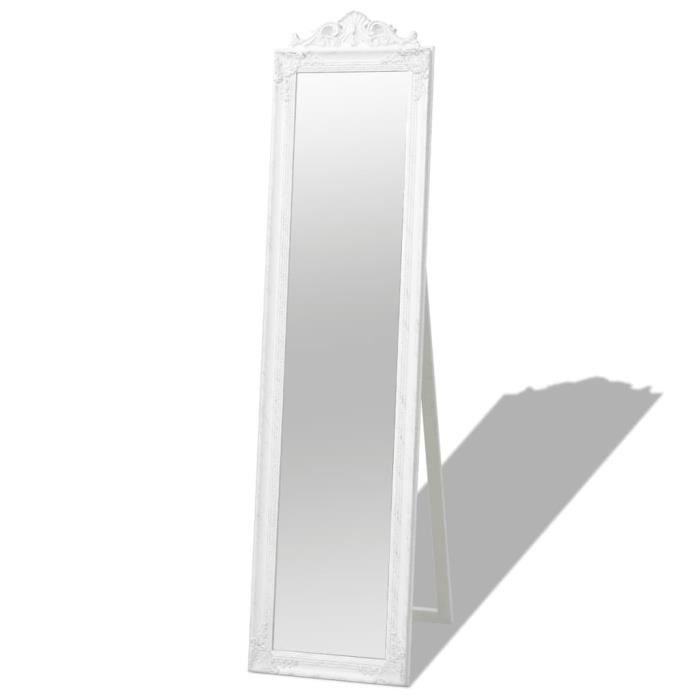 VX - Miroir sur pied Style baroque 160x40 cm Blanc