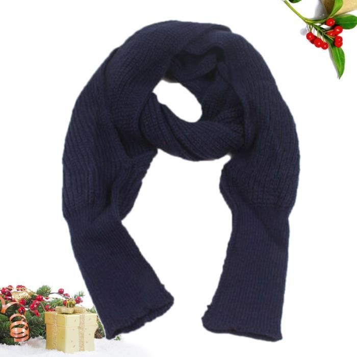 CHÂLE/ÉCHARPE UNISEXE HUGO BOSS - Laine 100% - Rayures Bleu/gris - Étiquette Rouge - Occasion
