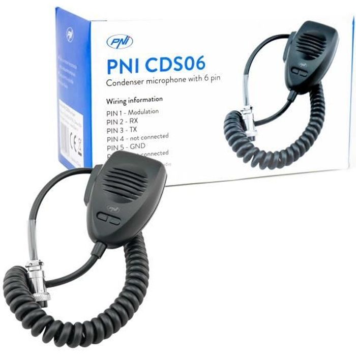 microphone pni cds06 type a condensateur 6 broches pour radio cb compatible avec radio cb president midland albrecht cdiscount auto
