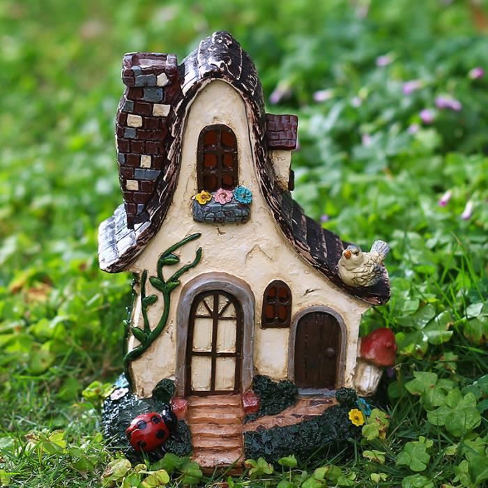 Ornement de jardin de maison de fée de 20 cm, petite statue de résine de  maison d'elfe nain, décor extérieur à la maison - Cdiscount Maison