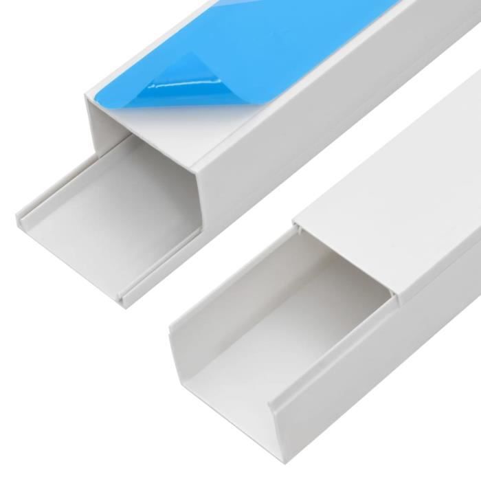 Goulotte Câbles Autocollante PVC 4m - Cache-Câbles Flexible Blanc Facile à Couper