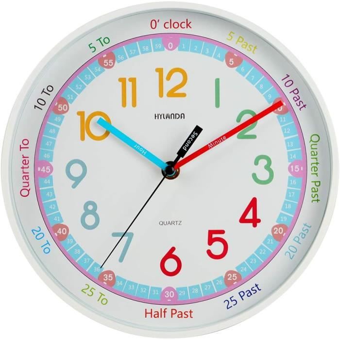 Horloge Éducative Kiddus Pour Enfants - Apprentissage De L'Heure Analogique Avec Mécanisme Silencieux