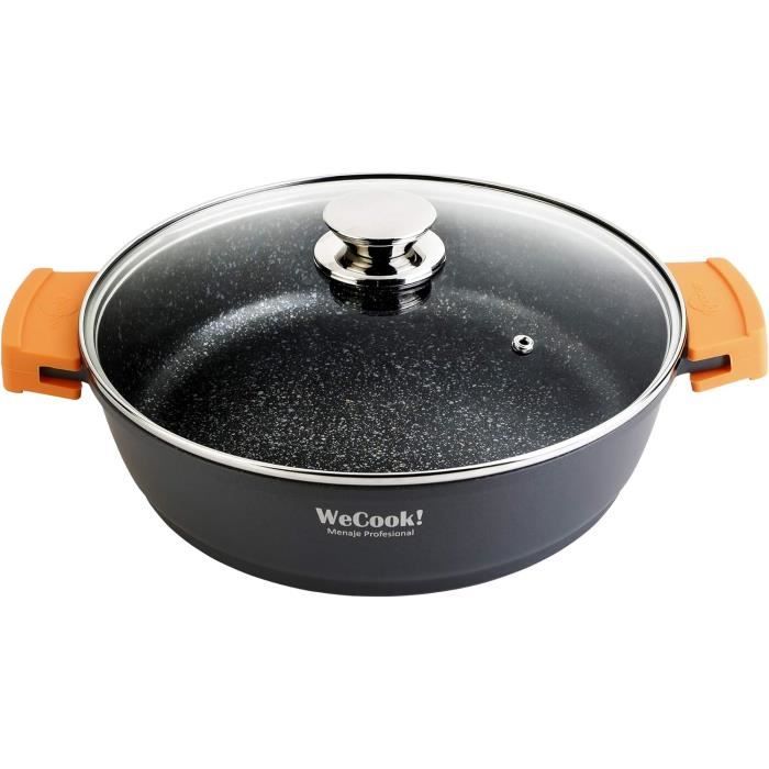 WECOOK! Professional Casserole Basse 20cm Induction, Sauteuse Antiadhu00e9sive U00c9cologique Sans PFOA, Aluminium Forgu00e9, U00c9paisseur 2,8mm, Copper, Poignu00e9es En Acier Inox., Vitrocu00e9ramique, Four