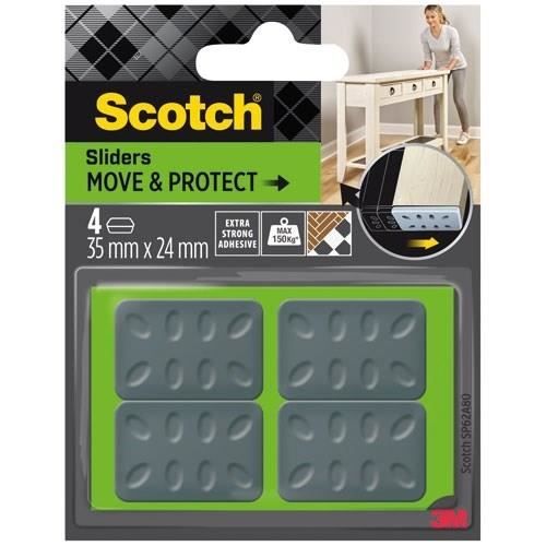SCOTCH Patin glisseur Adhésif Rectangulaire à alvéoles 35 x 24 mm Lot de 4