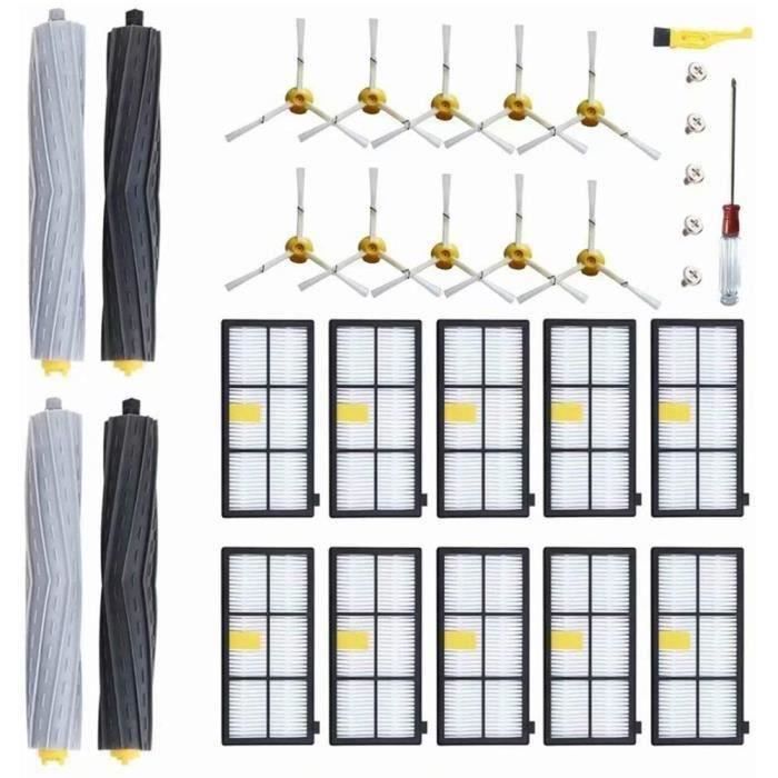 IRobot Roomba 800 & 900 Serie Ersatzteil-Set – 7-teilig: 2 Gummibürsten, 2 HEPA-Filter, 3 Seitenbürsten