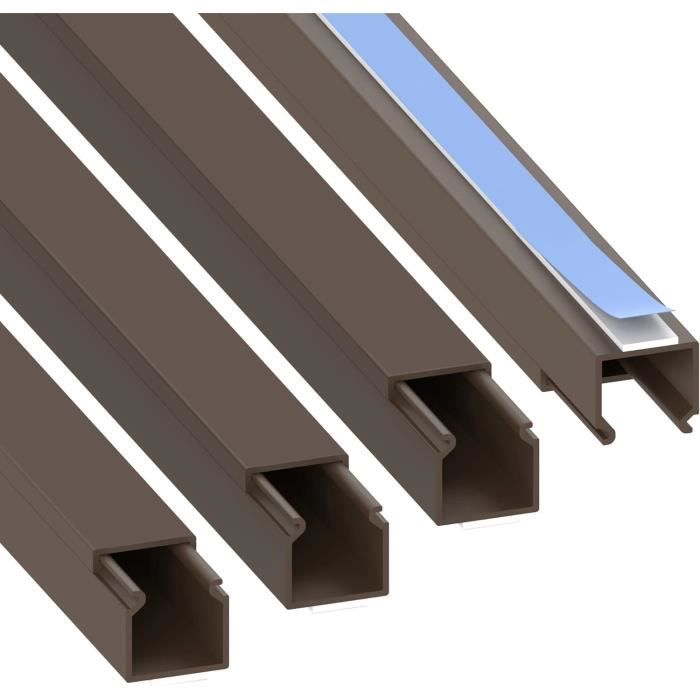 Goulotte Câble Autocollante Semi-circulaire 3 M - 14x10 Mm, PVC Noir, Pour Masquer Les Fils Au Sol, Mur, Plafond - 4