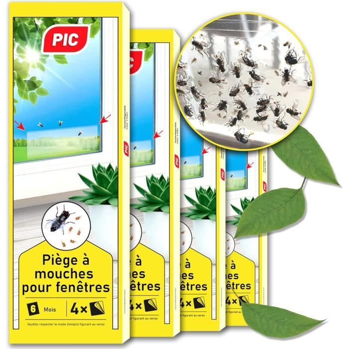 Pack 60 Pièges à Mouches Autocollants Transparents - Attrape-Mouches Fenêtre, Bandes Collantes Intérieur Maison Sans Toxique