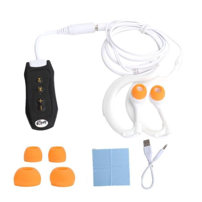 Lecteur MP3 étanche Fiacvrs - Radio FM, 8Go, IPX8 Pour Natation (Orange)