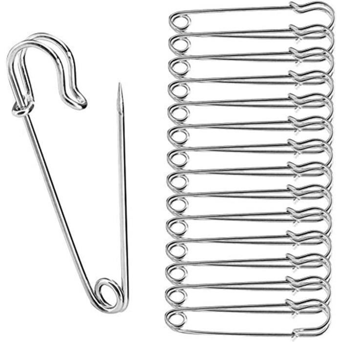 SamHeng 50 Pièces Bébé Épingles de Sûreté avec Boîte, Plastique Tête 1,6 Pouces Épingles à Couches, Acier Inoxydable Épingles à Couches pour Marqueurs de Point de Verrouillage (Noir&Blanc