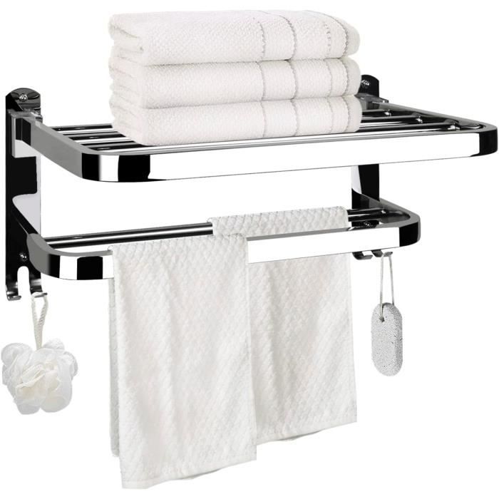 Porte-Serviettes Rétractable Adhésif - Acier Inox, Longueur 36-56 Cm, Sans Percage - Pour Salle De Bain, Cuisine