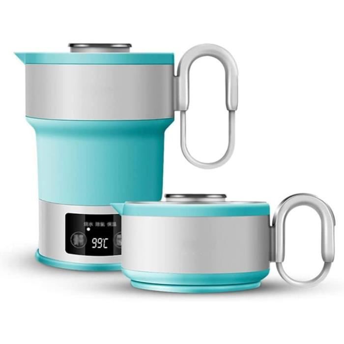 Bouilloire électrique Pliable 1L En Acier Inoxydable 304 - Portable Pour Voyage, Camping, Bureau - Fonctions ébullition Et Maintien Au Chaud - Avec Cuiseur Vapeur Pour œufs