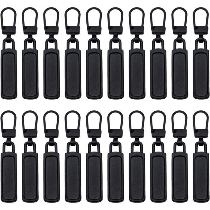 Kit Réparation Fermeture éclair Noir - Curseur De Remplacement, Nylon Et Métal