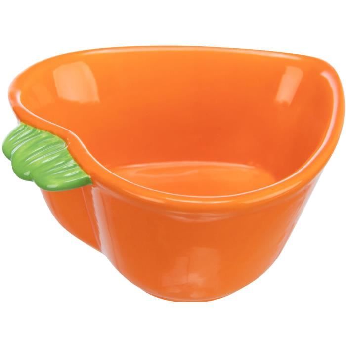 Gamelle pour rongeurs - TRIXIE - Carotte - Céramique - Lot 4 - Orange forme mignonne