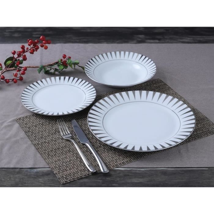 Quid Service De Table En Porcelaine Pour 6 Personnes, 18 Pièces, Blanc