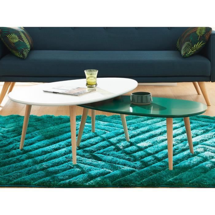 Tables Basses Gigognes Pamy Mdf Laque Hetre Massif Blanc