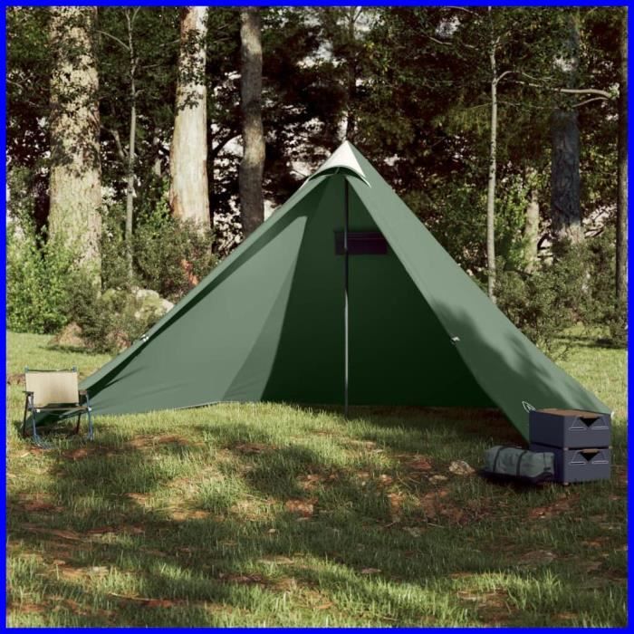Grande Tente Tipi 12 Personnes – Imperméable, Ventilée, Avec Rangements – Pour Camping En Famille (vert, 11,8 Kg)