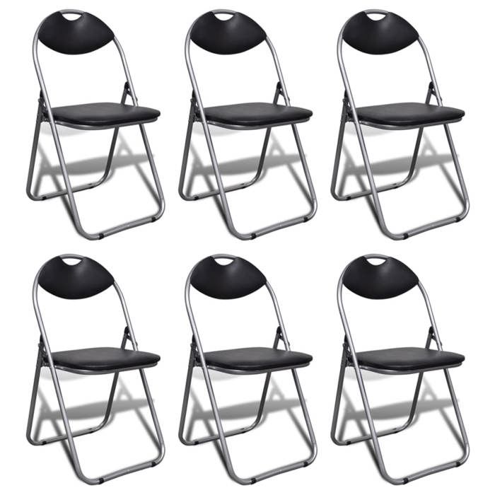 vidaXL Chaises à manger pliables lot de 6 noir similicuir et acier 241494