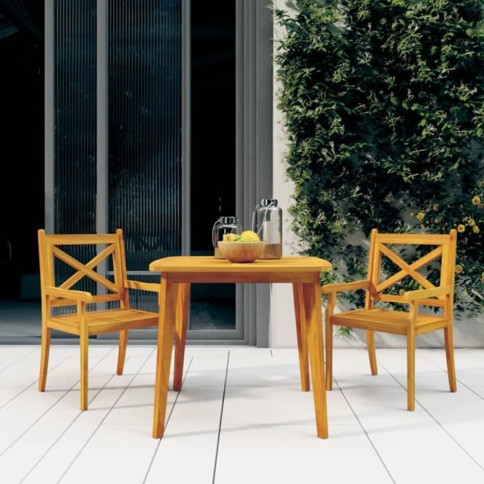 vidaXL Table jardin 85x85 Acacia massif - vue 2
