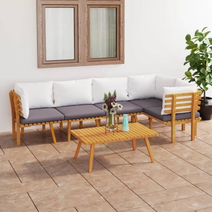 vidaXL Salon de jardin 6 pcs Bois d'acacia - vue 4