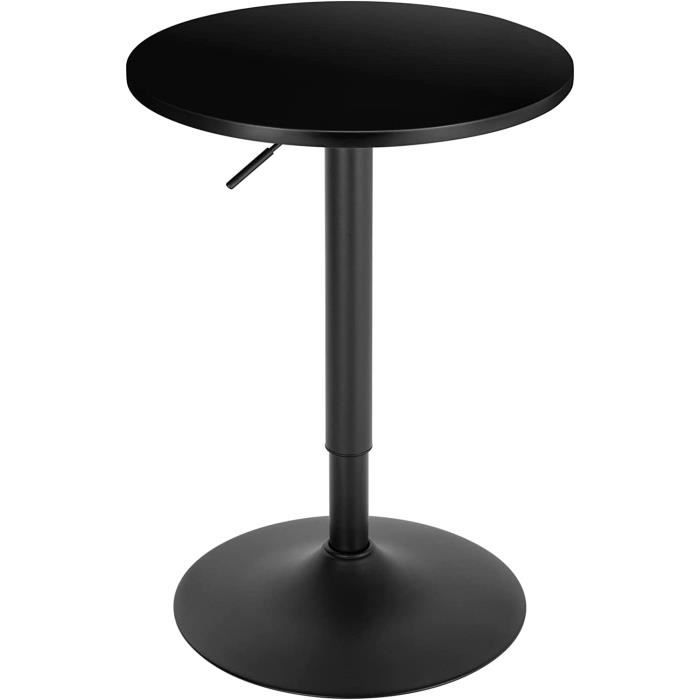 woltu table de bar ronde, réglable en hauteur 69,5-91,5 cm, pivotante à 360°, table de bistrot, noir, bt35sz