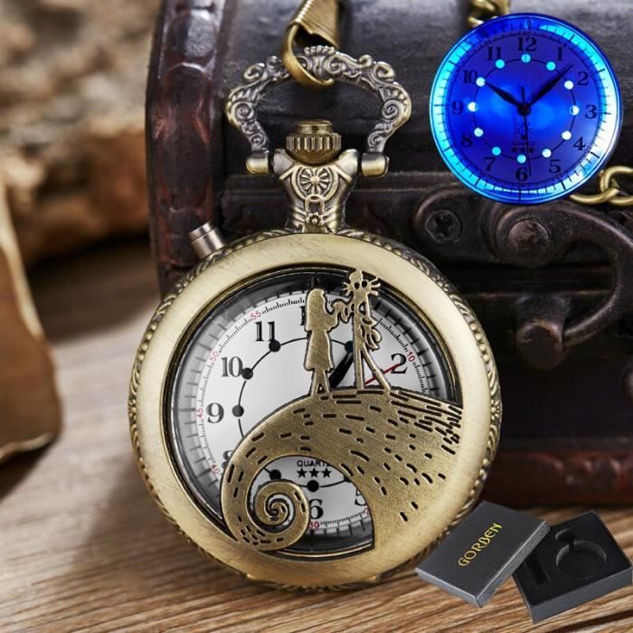 MONTRE A GOUSSET 4with box Collier lumineux Led bleu Flash