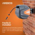 Enrouleur de tuyau d'arrosage automatique AREBOS - 20 m - Orange - Poids 7,5 kg - Garantie 2 ans-1