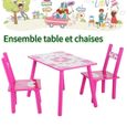 1 Table et 2 Chaises Enfant en Bois - Ensemble Table et 2 Chaises pour enfants à manger, jouer à des jeux-1