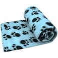 Animaux de compagnie Hiver Chaud Patte Imprimer Couverture polaire pour chat chaton chien - Chiot - 100 x 70 cm (L) Bleu-1