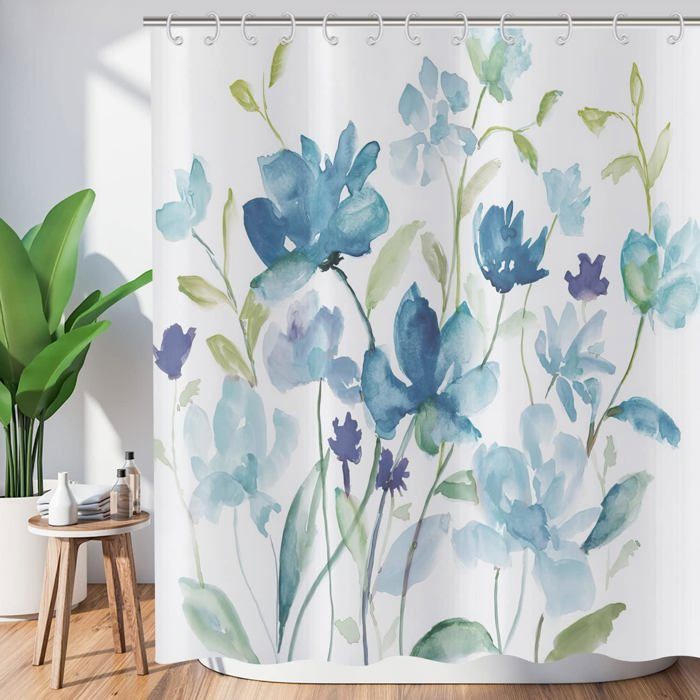 Rideau De Douche Floral Aquarelle 180x180 Cm - Imperméable, Anti-Moisissures, Avec 12 Crochets - 3