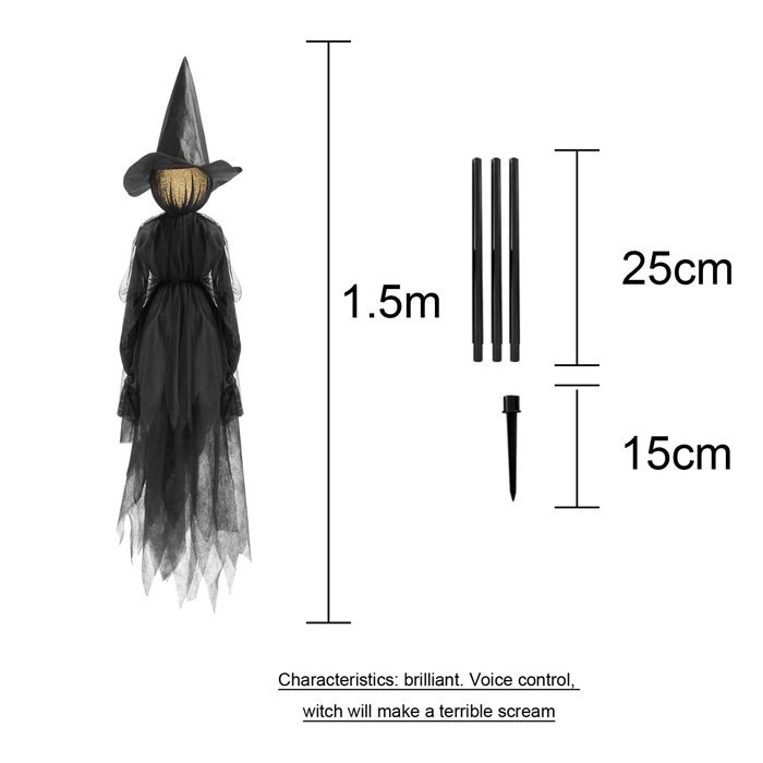 Silhouette Sorcière Halloween Décoration Murale - Acrylique Noir Effrayant - Fait Main UK