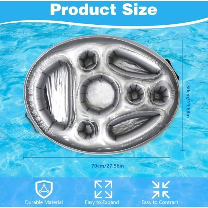 Porte-gobelet gonflable 2 en 1 pour bar de piscine, porte-collation et boisson, avec 8 trous, grande capacité, matériau pour la piscine et les fêtes | Leroy Merlin