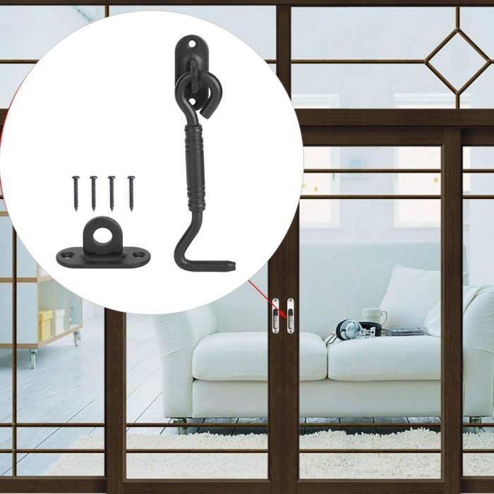 Verrou De Porte Coulissante à Clé – Sécurité Renforcée, Finition Satin Noir