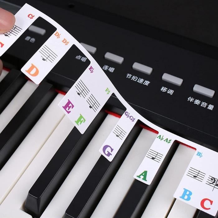 Étiquettes de notes de clavier piano amovibles, Silicone 61 Key Piano Notes  Guide pour débutant, étiquette de lettre de notes de musique clés de piano