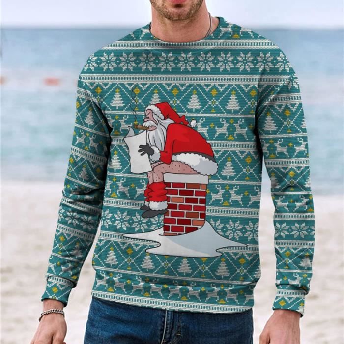 Homme Pull Moche Noel 3D Imprime Sweatshirt Pull de Noel Sweat De Noel Jumper Pull Tops O Cou Manches Longues Sweat Shirt Verte Vert Cdiscount Pret a Porter
