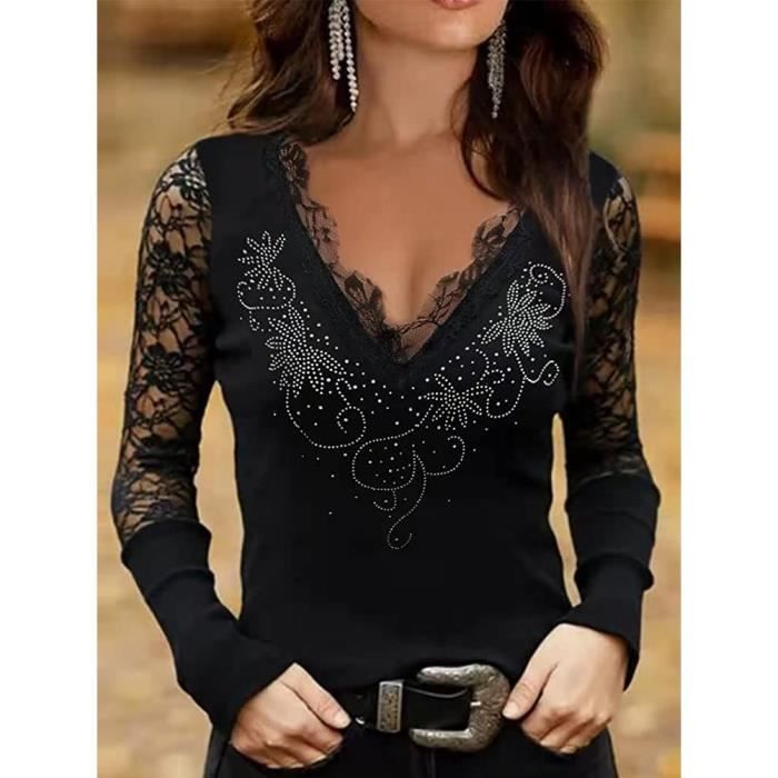 Chemisier sales noir dentelle