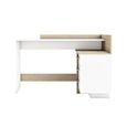 Bureau d'angle 3 tiroirs - Décor chêne et blanc - L 128,5 x P 105,7 x H 83,2 cm - THALES-2
