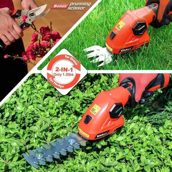 SHALL Lames De Rechange Pour Cisaille Sans Fil 7,2V - Taille-Herbe & Taille-Haie | 2 Lames Included