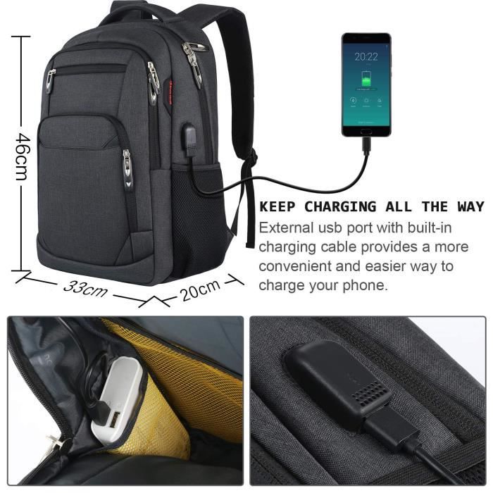 Sac à dos multifonction pour hommes, avec chargeur Usb, Anti-vol, grande capacité, étanche Sac à dos multifonction pour hommes, avec chargeur Usb, Anti-vol, grande capacité, étanche