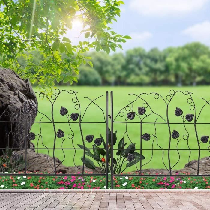 Clôture Jardin Extérieur - UNHO - Bordures Décoratives Fer Forgé - Noir -  Cdiscount Jardin