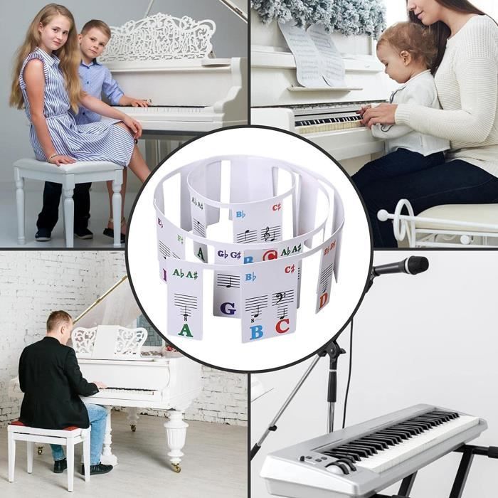 Vente Étiquettes pour notes de clavier de piano en silicone réutilisables  parfaites pour les débutants apprenant les notes de piano - Banggood  Français Mobile