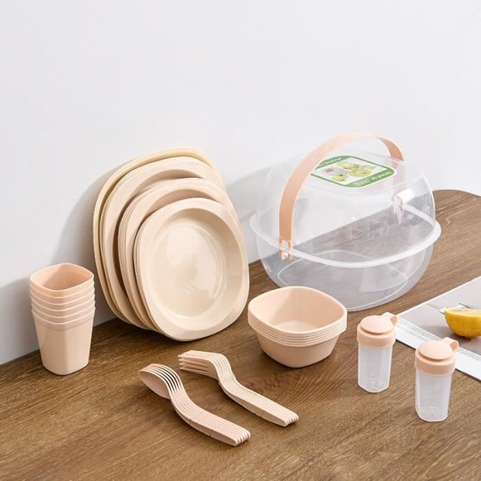 Lot De 6 Assiettes Camping Acier Inoxydable 20 Cm - Légères, Empilables, Vaisselle Extérieure Lave-vaisselle Safe - 10
