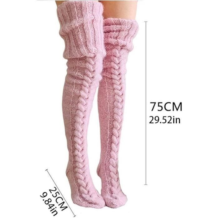 Lusofie 2 Paires Chaussettes Hautes Aux Genoux Femme Chaussettes