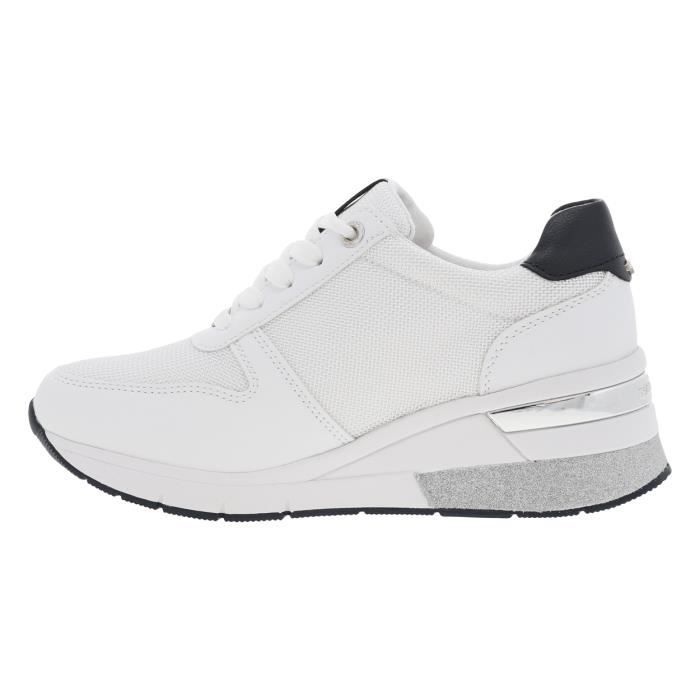Baskets talon compense Tom Tailor Blanc Femme Synthetique Lacets Compense Blanches Cdiscount Chaussures