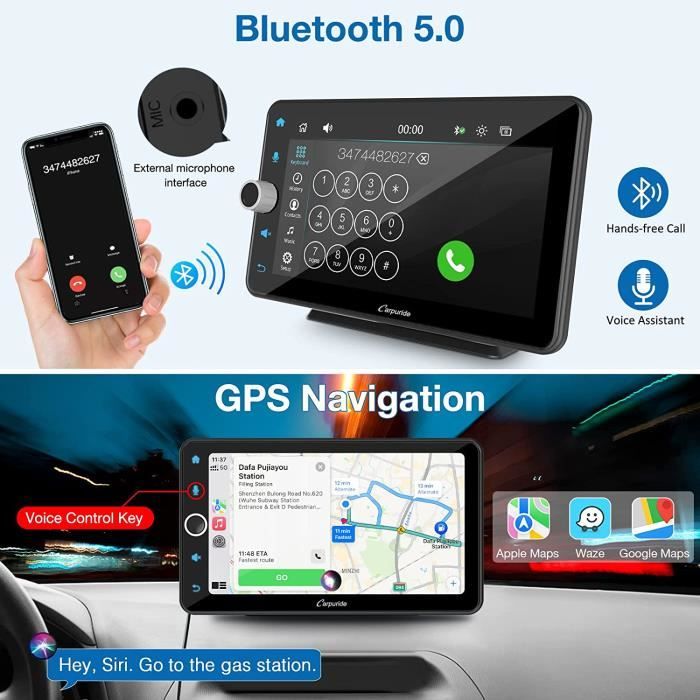 Carpuride 706 Sans Fil Apple Carplay et Android Auto, Autoradio à Écran  Tactile HD IPS 7 Pouces avec Bouton, Bluetooth 5.0/Google - Cdiscount Auto