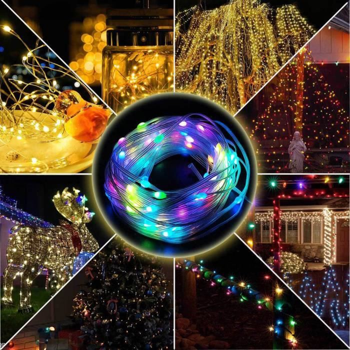 Guirlandes Lumineuses à LED de 100 Ampoules-10m-Rechargeable USB-Chaînes de  Lumière-Pour jardin, cour-Pour Noël, Mariage - Cdiscount Maison