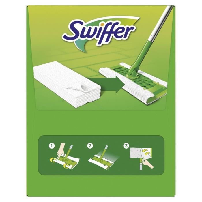 SWIFFER Balai Attrape-Poussière Kit de Démarrage avec 1 Lingette, 8  Lingettes sèches et 3 Lingettes humides pour sols - Cdiscount Au quotidien