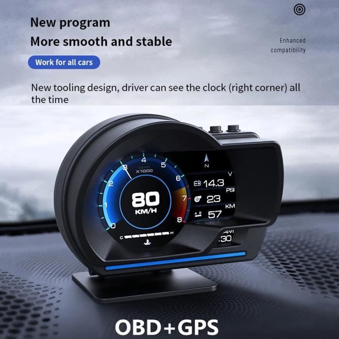 P6 Universelle Smart HUD Affichage Tableau de Bord Pare-Brise Compteur de  Vitesse Projecteur avec GPS Navigation Affiche Vitesse - Cdiscount Auto