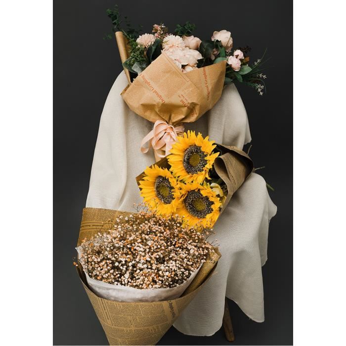 Papier à Fleurs Rose Imperméable - 20 Feuilles 54x54 Cm Pour Emballer Des Bouquets De Fleurs Fraîches Et Créer Des Cadeaux élégants